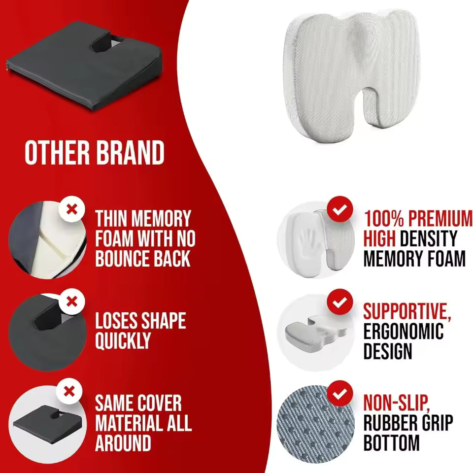 Orthopedic Seat Cushion for Hip & Tailbone Pain Relief